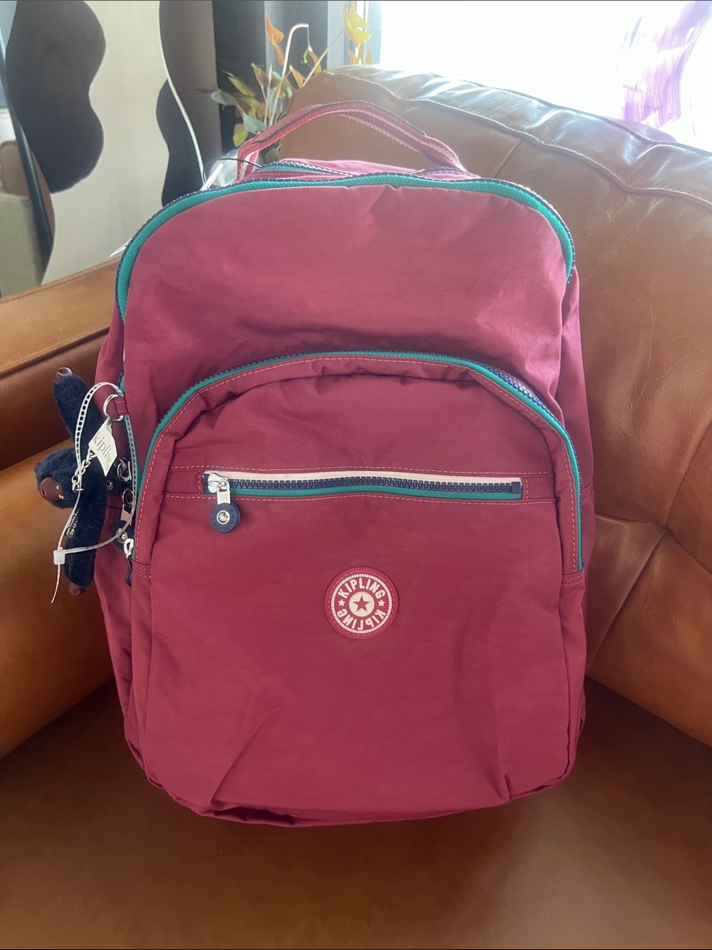 Kipling SEOUL Large 15” Laptop backpack NWT grape tint contrast